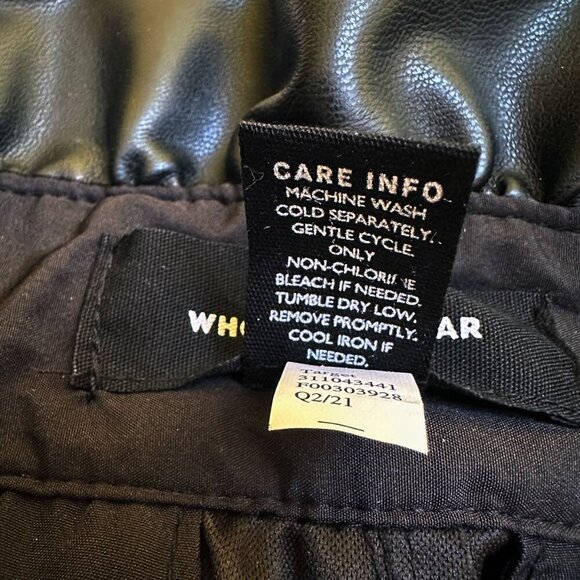 Who What Wear Black Leather Cargo Paperbag Pants 4 Cyberpunk Y2K 90s Grunge Goth - Picture 5 of 6